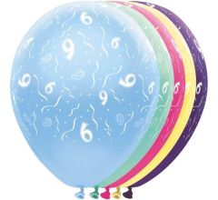 Ballon metallic 9 jaar 5 stuks