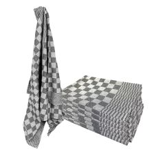 Theedoeken Geblokt - Katoen 65 x 65 cm - Zwart  - 6 Stuks