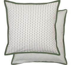 Clayre & Eef - Katoenen - stoel - Kussenhoes - Stippen en stipjes in wit met groen - 40 X 40 CM