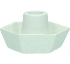 Pomax - kaarsenhouder - Kandelaar - Kerst - Porselein - Wit - 2 stuks - 10,2 x 9,1 x 5,2 cm