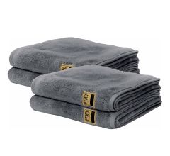 PTMD Luxe Handdoeken - Badhanddoek - 100% katoen - 600 g/m² -70 x 140 cm- Grijs - Set Van 4