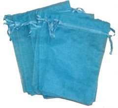 Organza zakjes Turquoise - 9 stuks - 10 x 15 cm