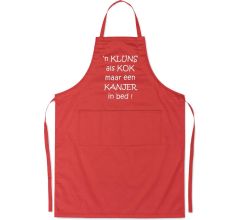 Een KLUNS als KOK maar een KANJER in bed! - Luxe Schort Keukenschort met tekst - Rood