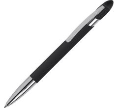 Aluminium Balpen Met Stylus Functie En Een Rubberised Afwerking - Zwart - 12 Stuks