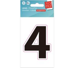 Plakcijfer - Nummer Sticker - 4 - Weerbestendig Ca. 85mm Hoog - Zwart