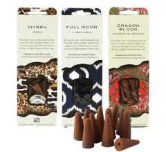Wierookkegels Incense cones 3 x 40 stuks - Full Moon - Myrr - Dragon Blood