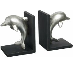 Boekensteun Dolfijn Zilver - 14,5 x 11,5 x 10,5 cm.
