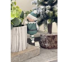 Kerst Decoratie Pothanger Elf Groen - 11 x 4.5 x 5.5 cm - 2 Stuks