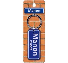 Paper Dreams Sleutelhanger Straatnaam Manon 9 Cm Staal Blauw