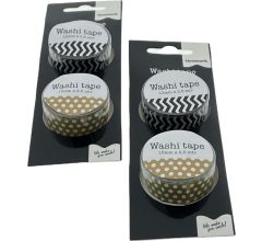 Washi Tape - Set met 4 rollen Masking Tape - 15mm x 2,5 mtr