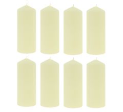 Geurloze stompkaars cilinderkaars - Ivoor - paraffinewas - Branduren 64 uur - 18 x 7,5 cm - 8 stuks