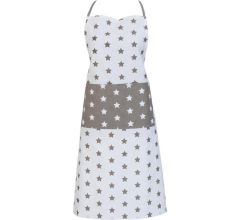 Clayre & Eef - 100% Katoenen - Schort - Stars - taupe / wit- 70 x 85 cm