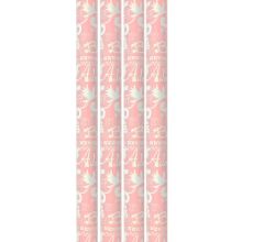 Benza cadeaupapier - Inpakpapier voor geboorte meisje Babyshower - 200 x 70 cm - 4 rollen