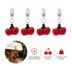 Tafelkleedgewichten Kersen - Set van 4 stuks - Fruit Tafelkleed Gewichten met Klem - Voor Buiten, T