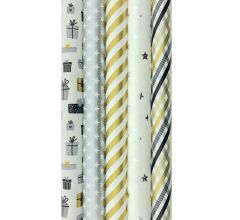GOLD and SILVER cadeaupapier - Kerstpapier inpakpapier voor Kerst - 3 meter x 70 cm - 5 rollen