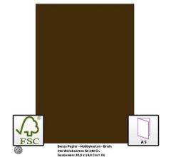 Benza Papier - Gekleurd Printpapier Hobbykarton 240 Gr. (Gram) A5 - Bruin - 30 Stuks (Wenskaarten)