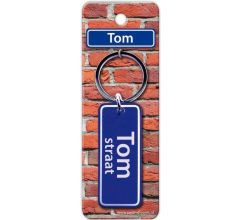 Paper Dreams Sleutelhanger Straatnaam Tom 9 Cm Staal Blauw