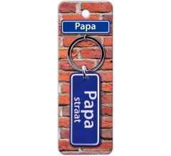 Paper Dreams Sleutelhanger Straatnaam Papa 9 Cm Staal Blauw