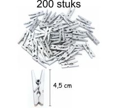 Zilveren Wasknijpers Knijpers Houten knijper zilver metallic 4,5cm - 200 stuks