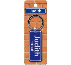 Paper Dreams Sleutelhanger Straatnaam Judith 9 Cm Staal Blauw