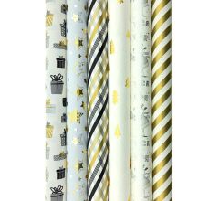 GOLD and SILVER cadeaupapier - Kerstpapier inpakpapier voor Kerst - 3 meter x 70 cm - 6 rollen