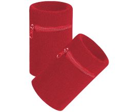 Arowell Premium Pols Zweetbandje Met Portemonnee En Rits – 12 x 8 Cm – Rood - 2 Stuks