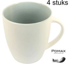 Pomax - Porseleinen - Beker - Danois - Wit/Grijs - 4 stuks - 350ml -   8,8 X 10 CM - MoK