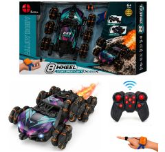 Benza RC Stuntauto met 8 Wielen Zwart/Blauw - Handgebaarbesturing, 2.4GHz Afstandsbediening, 360° 