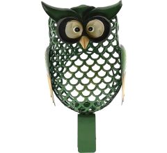 Tuin uil - tuindecoratie - Met Klem - Hek &amp; Schutting - Waxinelichthouder - 26 x 13 cm - Metaal