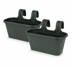 CAMELLIA Hangende Bloempot Set van 2 – 6,5 Liter – Balkon Plantenbak voor Railing of Hek – Ku