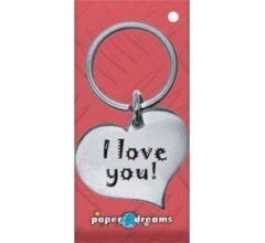 RVS Hart Sleutelhanger - I love you!