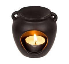 Basic Oliebrander Keramiek Zwart – Aroma Brander met Waxinelichtje – Voor Etherische Oliën & W
