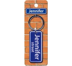 Paper Dreams Sleutelhanger Straatnaam Jennifer 9 Cm Staal Blauw