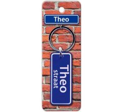 Paper Dreams Sleutelhanger Straatnaam Theo 9 Cm Staal Blauw