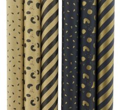 BRUINE en ZWARTE PAREL assortiment 100 % gerecycled cadeaupapier inpakpapier met goudkleurig design