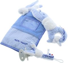 Leuke Nin Nin baby set Jongen Rammelaar , Speenhouder, Kraamboekomslag - Blauw