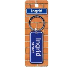 Paper Dreams Sleutelhanger Straatnaam Ingrid 9 Cm Staal Blauw
