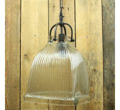 Metalen hanglamp met glazen kap - 35x21 cm