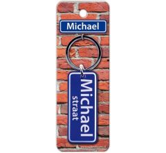 Paper Dreams Sleutelhanger Straatnaam Michael 9 Cm Staal Blauw