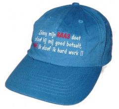 Benza - Katoenen geborduurde katoenen baseball cap, pet: Zolang mijn baas doet alsof