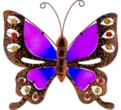 Metalen Vlinder Met Glas 36 x 36 cm - Wanddecoratie - Tuindecoratie