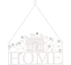 Metalen Hang Decoratie 'HOME'  43 x 51 cm, Wit