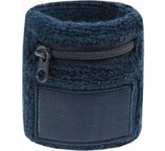 Benza Pols zweetbandje met opbergvakje en rits - Donkerblauw 6 cm - 1 stuks