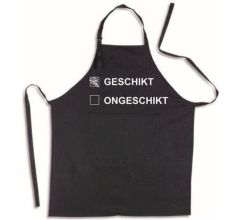 Geschikt of Ongeschikt - Luxe keukenschort met tekst - Zwart
