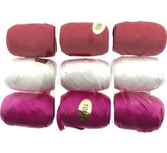 Cadeauversiering - Krullint - 9 Rollen van 10 meter - Rood Wit En Roze