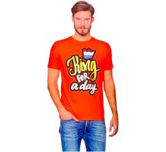 Oranje - T-Shirt Heren - Koningsdag - King for a day - 100% Katoen - Maat L - 52/54