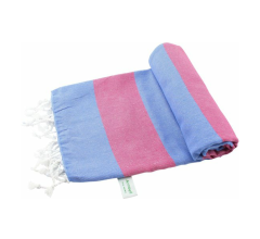 Arowell Double Banded Pestemal - Fouta - Hamamdoek - Hammamdoek - Blauw - Bordeaux - 180 x 100 cm