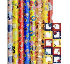 Sinterklaas cadeaupapier - Inpakpapier - 200 x 70 cm - 8 rollen inclucief labels