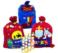 Zak Van Sinterklaas - Geschenkzak - 90 x 60 cm - 3 Stuks - Incl. 60 Naam-stickers