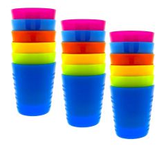 18 x Kunststof onbreekbare drinkbekers - BPA-vrij - 6 kleuren - 240 ml